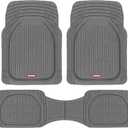 Motor Trend FlexTough Floor Mats for Cars, Gray Deep Dish All-Weather Mats, Waterproof Trim-To Fit Automotive Floor Mats for Trucks SUV, Universal Liner Car Accessories