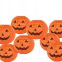 KESOTO 12 Inch Halloween Paper Pumpkin Lanterns Jack-O-Lanterns Hanging Halloween Decorations Outdoor Indoor Party Decorations, Pack of 8