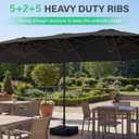 JEAREY 15ft Large Patio Umbrella with Base, Outdoor Rectangle Umbrella Double-Sided Market Umbrella with Stand for Pool, Deck, Backyard and Garden, Black