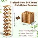 9 Tier Bamboo Shoe Rack, Foldable Narrow Shoe Organizer, Space Saving Vertical Shoe Storage Shelf Tower, No Assembly Eco-Friendly Wooden Shoe Rack for Closet & Entryway, Small Spaces (Bamboo, 9)