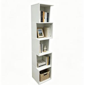 5 Cube Bookshelf, Freestanding 5 Tier Open Display Shelf, Modern Aesthetic Cube Storage Organizer with Eco-Friendly Melamine Surface for Home Office Bedroom Living Room Study, White
