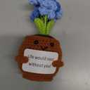 2PCS Positive Crochet Potted Emotional Support Plush Flowers with Positive Card Cheer Up for Room Car Home Office Decor(Blue and Yellow)
