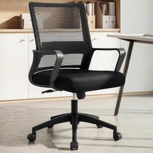 Neo Chair Office Desk Chair Gaming Computer Chair Ergonomic Mesh Mid Back with Rolling Wheels Lumbar Support Comfy Swivel Adjustable for Home (Black)