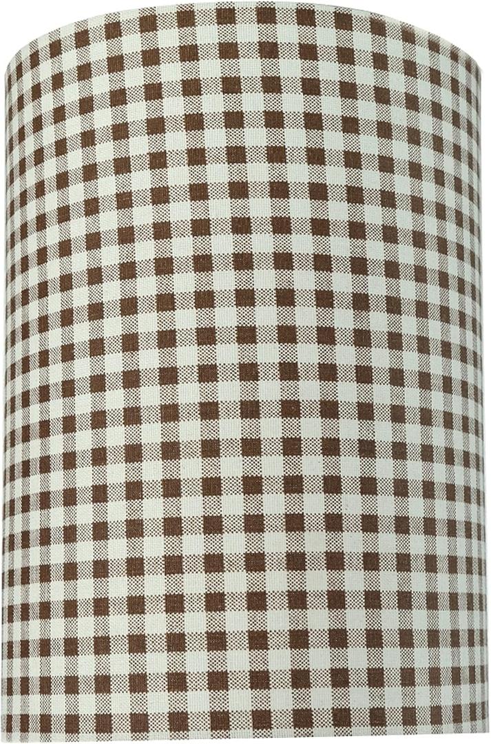 Aspen Creative 31113 Transitional Hardback Drum (Cylinder) Shaped Spider Construction Lamp Shade in Brown, 8" wide (8" x 8" x 11")