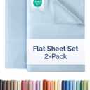 Full Size Flat Sheet -Pack of 2 Top Flat Bed Sheet Only -Ultra-Soft, Comfy, Breathable & Cooling -Hotel Quality, Fade & Wrinkle Free -Easy-Care, Stain & Shrink Resistant Bedding -Oeko-Tex -Light Blue