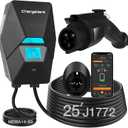 Level 2 EV Charger Wallbox, 32A 240V Smart Home Electric Vehicle Charging Station, 25ft Cable, NEMA 14-50, J1772, ETL Certified, WiFi App, Fits All EVs & Tesla (Adapter Needed)