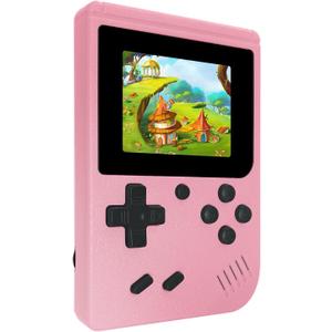 Mini Retro Handheld Games Console, Built-in 400 Video Games, Portable Video Gaming Player with 3.0 Inch IPS Screen and Rechargeable Battery(Pink)
