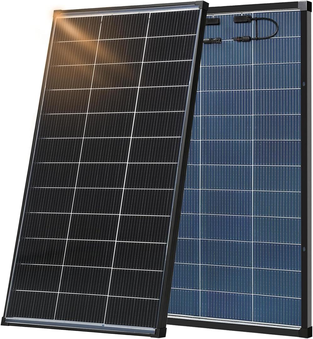200W Bifacial Solar Panel, 12V N-Type 18BB, 25.6% High-Efficiency