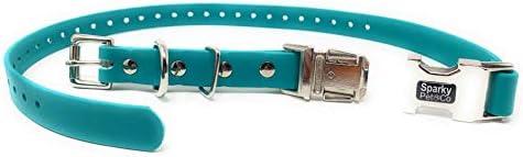 Sparky Pet Co - Apollo ECollar Replacement Strap - Dog Collar - Waterproof Biothane - Adjustable - Double Buckle - Quick Snap Metal Clasp - for Invisible Fence Systems - 1" x 30"(Teal)