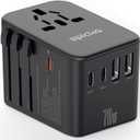 EPICKA Universal Travel Adapter, GaN International Plug Adapter with 3 USB-C 70W PD Fast Charging & 2 USB-A Adaptor All-in-one Wall Charger for USA EU UK AUS (TA-105 Pro, Black)
