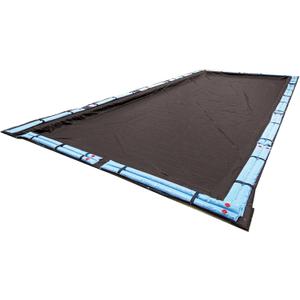 Blue Wave Bronze 20 ft x 40 ft Rectangular Winter In Ground Pool Cover Blocks Debris & Sunlight with 8-Year Protection for Off-Season - With Solid Polyethylene Shield, 4 ft Overlap, Cable, Winch