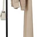 L-Shaped Metal Floor Coat Rack, Portable Standing Clothes Rack with Marble Base & 3 Hooks, Ball-End Top Hanging Bar, Clothing Stand for Bedroom, Entryway, Living Room, Small-Space Organizing