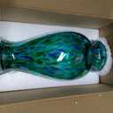 11.8" Tall Turquoise Glass Vase Beautiful Hand Blown Glass Vase Modern Art Home Decor, Wide Mouth Colorful Vases for Mantle Dining Table Centerpiece, Entryway Living Room Wedding Decoration