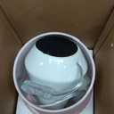 Small Bedside Table Lamp for Bedroom - Reading Desk Lamp with 3 Color Temperatures15.5" Nightstand Ceramic Lamp with Fabric Shade for Kids Room,Living Room,Dorm,Home Office (White+Pink