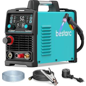 bestarc Pilot Arc Plasma Cutter, [Large LED Display][Air Sensor] 50A Plasma Cutter Machine 110/220V Dual Voltage, 1/2 Inch Clean Cut 4/5 Inch Max Cut, Post Flow Mesh, 2T/4T for Beginners DIY