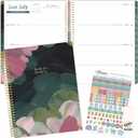 bloom daily planners 2025-2026 (8.5" x 11") Academic Year Day Planner (July 2025 - July 2026) - Weekly & Monthly Dated Agenda Organizer with Stickers & Tabs - Emerald Paint Strokes (Green)