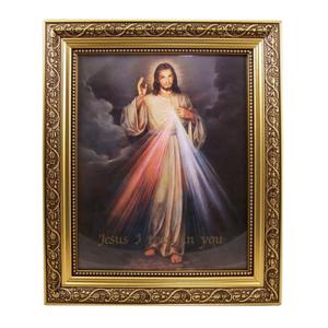 Divine Mercy, Jesus Christ 8" x 10" Christian framed Art Print-Wall Plaque- in Ornate Gold Finish Frame, (INCLUDES Laminated Holy card)