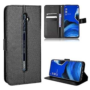 Elubugod Case for Oppo Reno2 Z Leather Case Cover, Case for Oppo Reno2 F Leather Case Cover, Case for Oppo Reno 2Z CPH1945 CPH1951 PCKM80 / Reno 2F CPH1989 Case PU Leather flip Cover Black