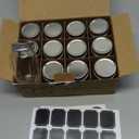 2.5oz Small Mason Jars with Stainless Steel Lids & Chalkboard Labels (12 Pack) Airtight Mini Mason Jars for Party Favors, Spices, Jam, Honey, Candy, Shot Glasses, Wedding, Gifts, Tiny Glass Bottles