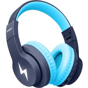 seenda Kids Bluetooth Headphones, Colorful Wireless Over Ear Headset with 85dB/94dB Volume Limited, 45H Playtime, 3 Lighting Modes, Built-in Mic Headphones for Boys Girls iPad Tablet School Dark Blue