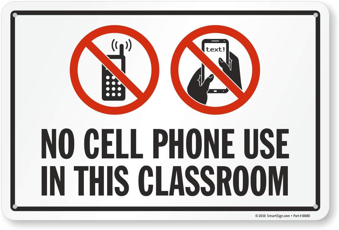 SmartSign "No Cell Phone Use in This Classroom" Sign | 12" x 18" Aluminum