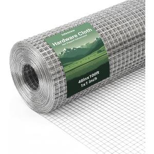 16 Gauge Galvanized Hardware Cloth 48in x 100ft Silver 1 inch Welded Garden Fence Roll for Gardens, Chicken Coops & Poultry Animal Netting Cage
