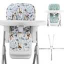 Baby High Chair Cover Replacement, Reversible & Waterproof High Chair Cushion Pad Home & Restaurant use, Includes 5-Point Harness Strap, Chair Not Included - Green