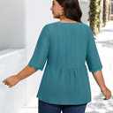 Plus Size Tops for Women 3/4 Lace Sleeve Shirts V Neck Blouses Casual Loose Tunic Tops to Wear with Leggings (XXL)