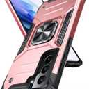 DASFOND Designed for Galaxy S21 Case with Stand, 360 Rotatable Metal Ring Kickstand Military Grade Impact Resistant Shockproof Protective Phone Case Cover for Samsung Galaxy S21, Rose Gold
