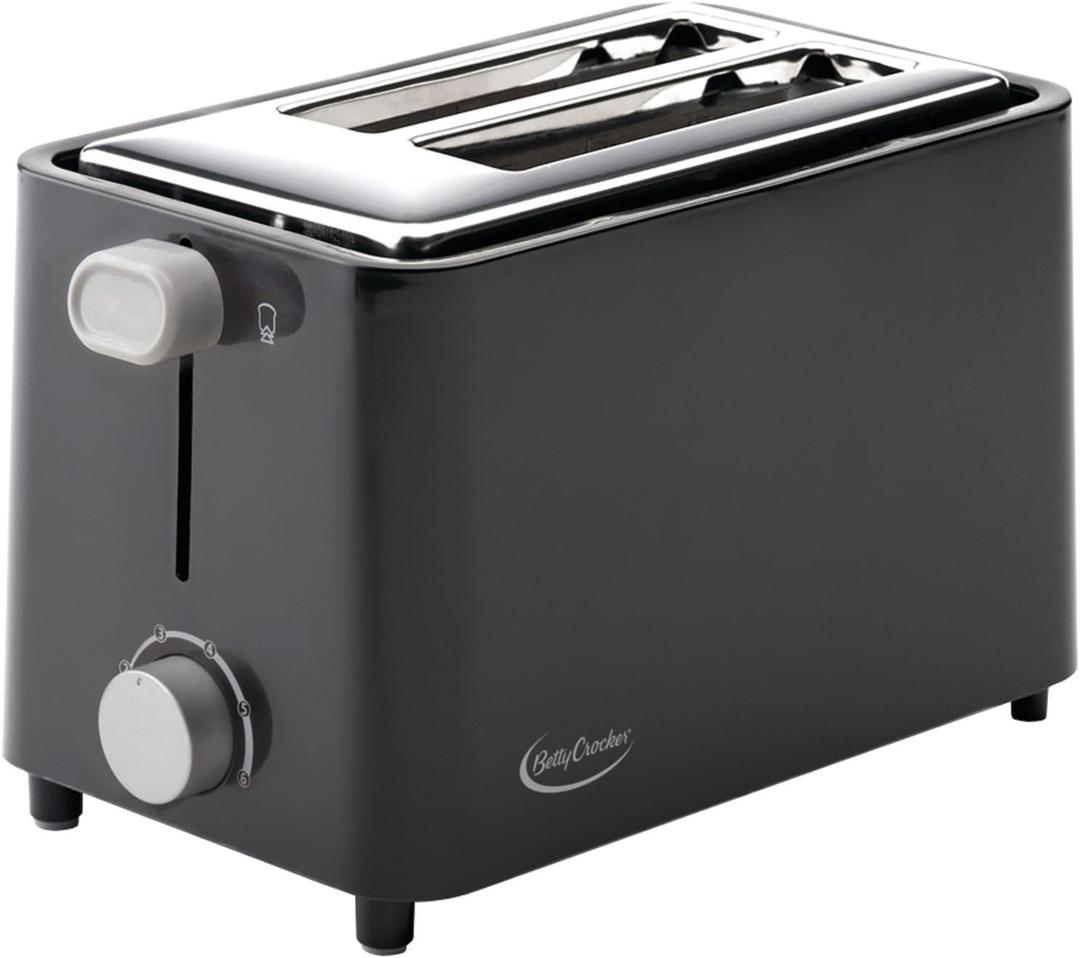 Betty Crocker 2-Slice Cool Wall Toaster, Black, BC-2605CB