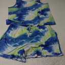 Ekouaer 1 Pack Women’s Pajama Set Print Sleepwear Tank Tops and Ruffled Shorts with Pockets Soft Loungewear Sets Outfits 2XL