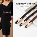 Women Skinny Leather Belt for Jeans Pants Dresses Ladies Thin Patent Leather Belt with Gold Buckle (Brown)