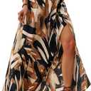 Floerns Women's Summer Tropical Print Slit Long Skirt Elastic High Waist Flowy Maxi Skirt Multicolor X-Large