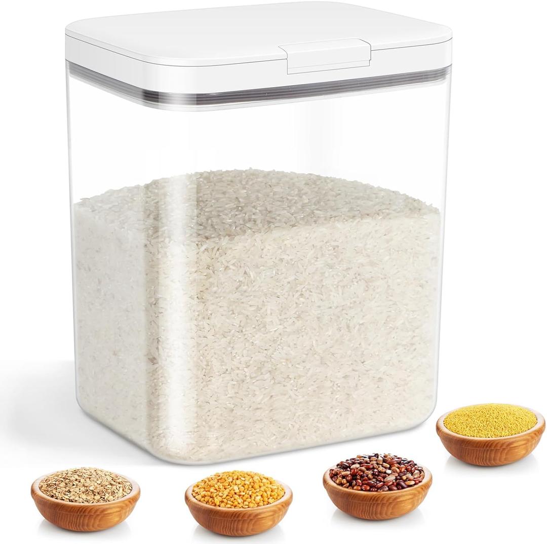 TBMAXS Rice Storage Container - 5.8 Qt | 11 Lbs Crystal-Clear Plastic Food Storage Container Bin with Pop-up Lid for Rice Flour Sugar, Dry Food Holder for Kitchen Pantry Organization and Storage