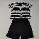 Kids Halloween Costume Boys Black and White Striped Crew Neck Shirt Shorts Set for Daily Halloween Cosplay (5-7 Y)