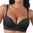 FeelinGirl Wireless Bras with Support and Lift Pushup Tshirt Bras for Women Full Coverage Seamless Bralette Black, 34B