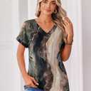 Zeagoo Womens Summer Tops Rolled Short Sleeve V Neck Shirts Casual Dressy Business Work Blouses Outfits (L)