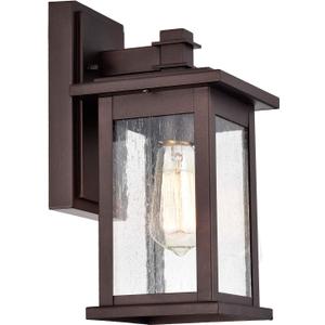 MICSIU Oil Rubbed Bronze Outdoor Wall Sconce, Clear Seedy Glass Outside Porch Sconce, 12 Inch Outdoor Light Fixture for House, Front Door, Entryway, Patio (1 Pack H12")