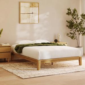Nectar Bamboo Platform Bed Frame - Queen - Natural - Floating Center Support Legs - 12 Height - Easy Tool Free Set Up - Contemporary and Durable - Sturdy Wooden Support Slats - Holds Up To 800 Pounds