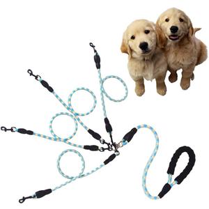 Four Dog Leash,Comfortable Four Dog with Reflective,360 Swivel No Tangle 4 Dog Training Leash,for Multiple Large Medium Small Dogs (Blue, Four Leashes)