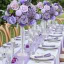 2pcs 15inch Centerpieces Table Decorations Lavender & Purple Artificial Flowers Roses Balls for Wedding Centerpiece Party Bouquet Faux Floral Arrangement (Without Stand)