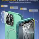 Oterkin Magnetic for iPhone 16 Pro Max Case Compatible with MagSafe [Foldable Invisible Stand][Tempered Glass Screen Protector & Camera Lens Protector] 15FT Military Dropproof Case (Green)