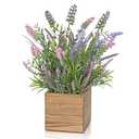 DILATATA Rustic Lavender Flowers Artificial Lavender Decor Fake Lavender Plant in Wooden Pot Faux Plants for Home Bathroom Table Centerpieces Wedding Decor Potted Lavender Flower Purple Decor