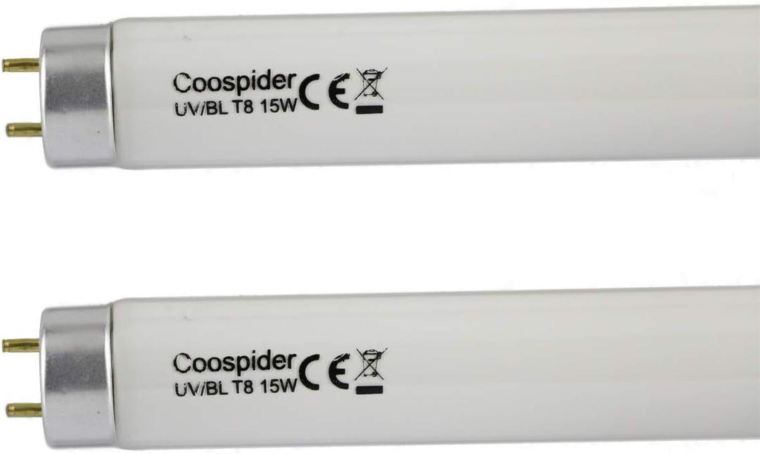 COOSPIDER 2-Pack 15W U/V BL CFL Compact Light Bulb for 30W Electric Zapper Replacement Straight Tube T8 F15 18 Inch