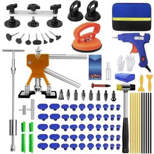 97pcs Dent Puller Kit, Car Dent Puller for Dent Removal, Paint less Dent Removal Kit with Golden Lifter, Bridge Puller, Slide Hammer T-Bar, Dent Remover Tool for Car Refrigerator Door Ding Repair