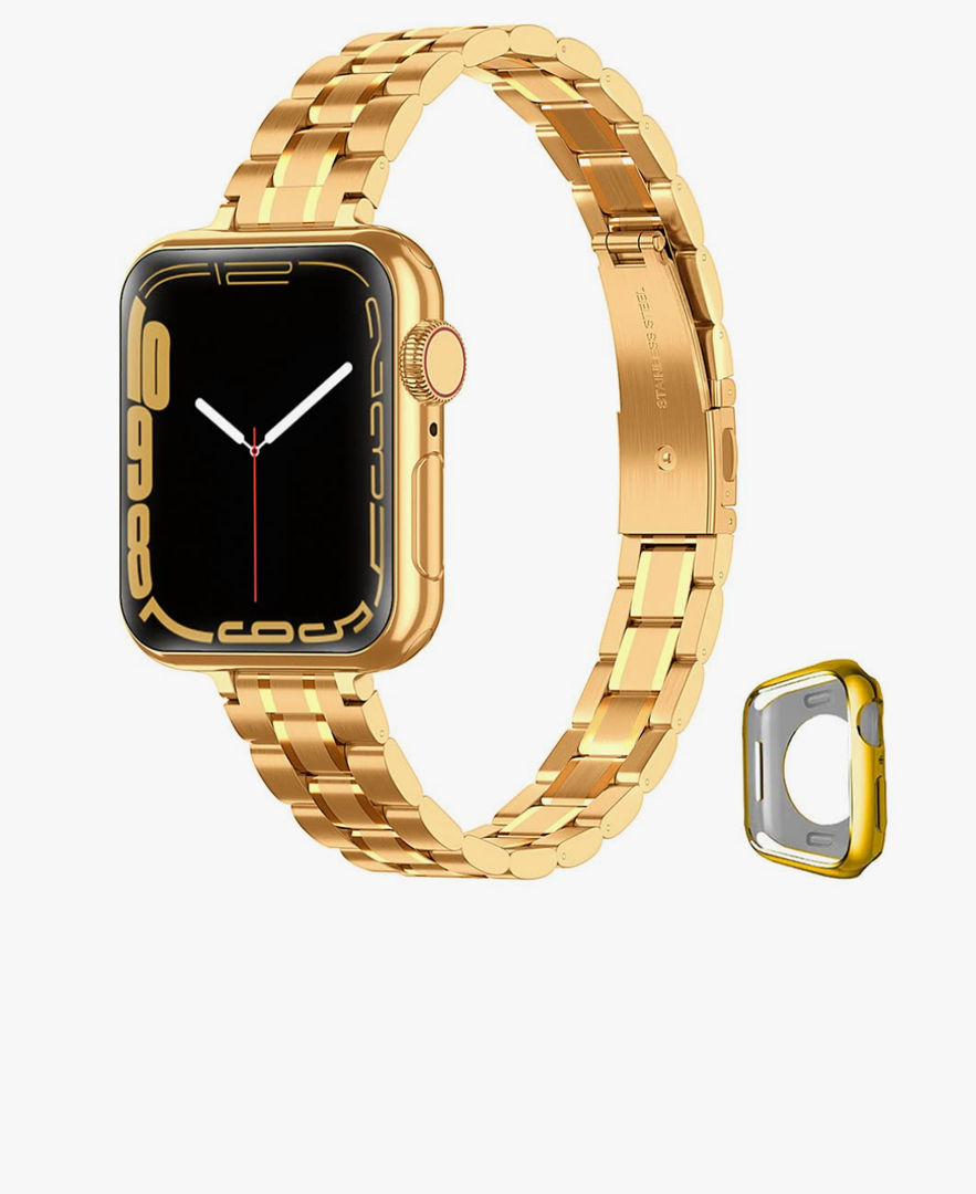 Metal band Compatible with Apple Watch Band  for women, Slim Thin Stainless Steel Wristband for iWatch Series 10/9/8/7/6/5/4/3/2/6/SE, Size 6.5 inches