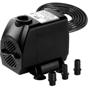 Simple Deluxe 550 GPH Submersible Water Pump (2082L/H, 45W), Ultra Quiet Fountain Pump with 9.2 ft, 3 Nozzles for Aquarium, Pool, Hydroponics, Black
