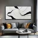 Framed Minimalist Wall Art 24"x48" Black and White Abstract Print Poster Line Canvas Modern Artwork for Living Room Bedroom Office Decor