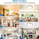 DLLT Flush Mount LED Ceiling Light: 13 Inch 5CCT (3000K-6000K) & Dimmable Ceiling Light Fixtures for Bedroom Hallway - 24W Modern Brushed Nickel Super Bright Kitchen Lighting Fixtures Ceiling