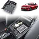 HGWEI Center Console Organizer Compatible with Honda Accord Sedan 2013-2017 Middle Armrest Storage Insert with Charging Access, Accord Interior Accessories Secondary Tray for Daily Essentials